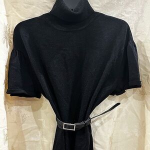 Worthington Black Metallic Sweater with Removable Belt
